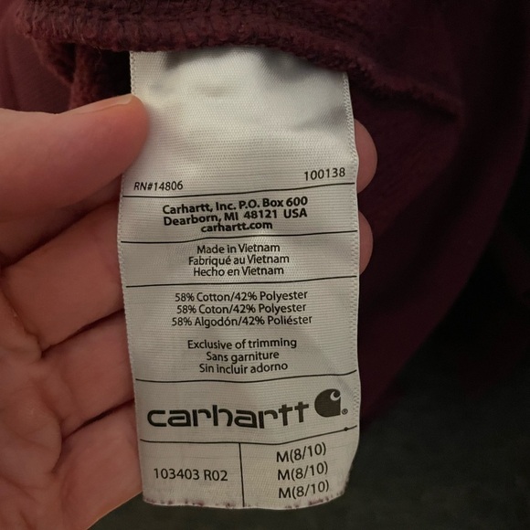 Carhartt Force Delmont Front Zip Women's Burgundy Hoodie - Picture 7 of 8